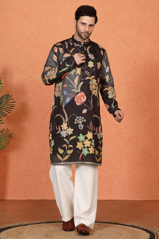 Phool Utsav  Printed  Embroidered Kurta with Loose Fit Parallel  Pants
