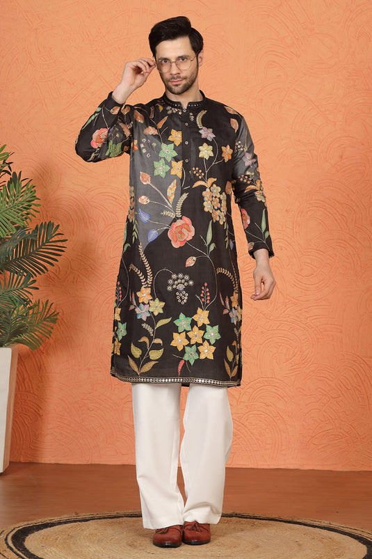 Phool Utsav  Printed  Embroidered Kurta with Loose Fit Parallel  Pants