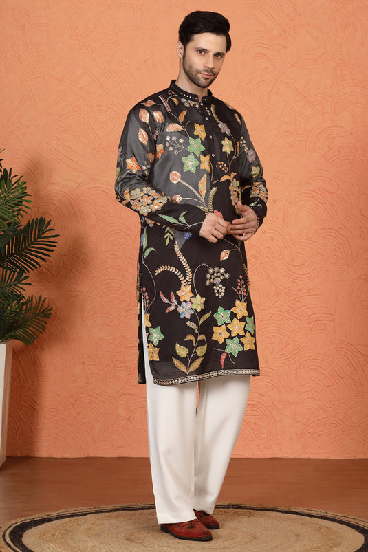 Phool Utsav  Printed  Embroidered Kurta with Loose Fit Parallel  Pants