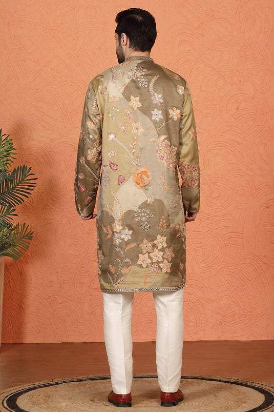 Phool Utsav  Printed  Embroidered Kurta with Back Elastic Pants