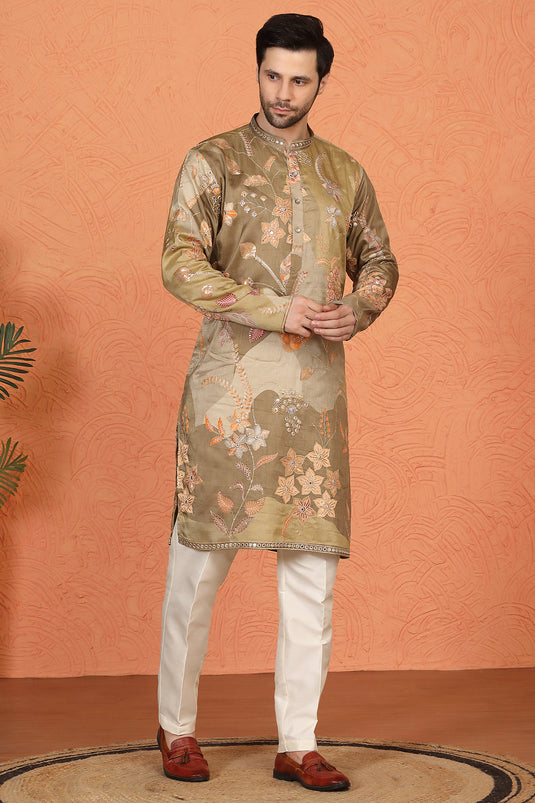 Phool Utsav  Printed  Embroidered Kurta with Back Elastic Pants