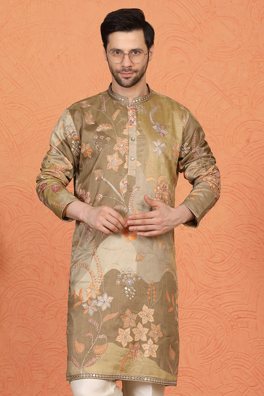 Phool Utsav  Printed  Embroidered Kurta with Back Elastic Pants