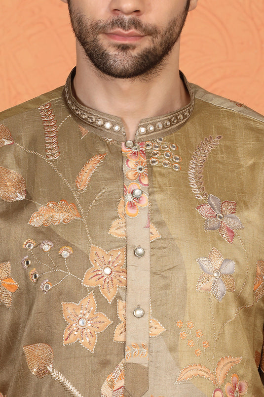 Phool Utsav  Printed  Embroidered Kurta with Back Elastic Pants
