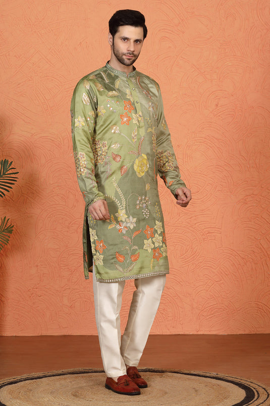 Phool Utsav  Printed  Embroidered Kurta with Back Elastic Pants