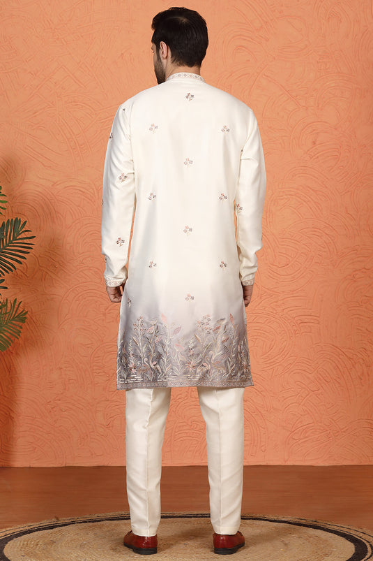 Phool Vatika Ombre  Embroidered Kurta with  Back Elastic Pants