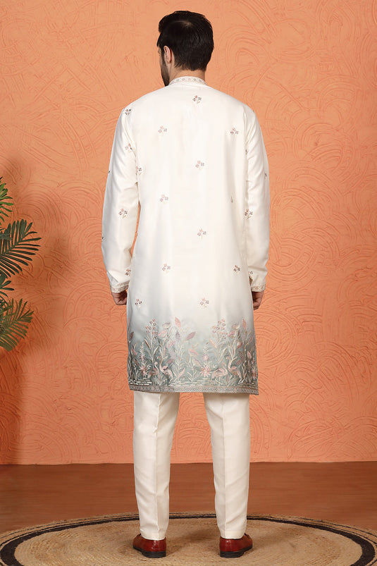 Phool Vatika Ombre  Embroidered Kurta with  Back Elastic Pants