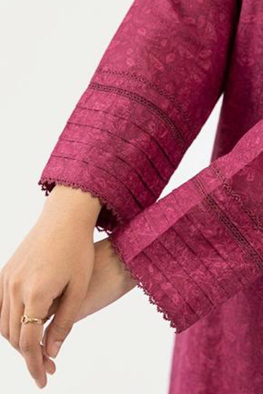 Pink allover geometric kurta pant along with contrasting dupatta