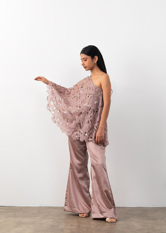 Cutwork One shoulder Coord