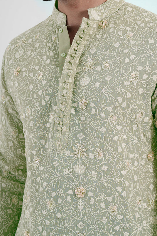 Pistachio Flora Kurta Set