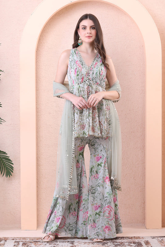 Pistachio Green Printed Sharara Set
