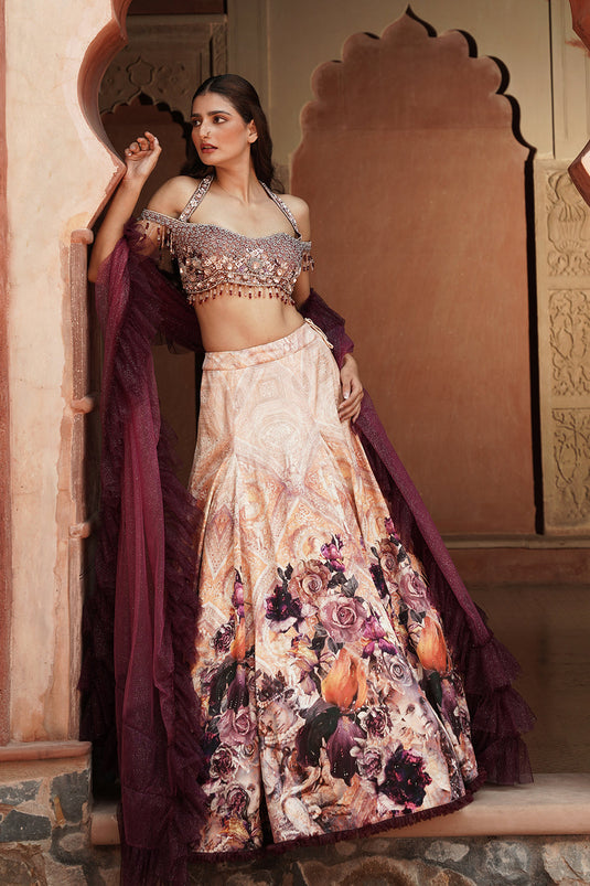 Plum And Ivory Bridal Lehenga Set