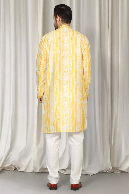 Prajwal Tie Dye  Embroidered Kurta With Back Elastic Pants