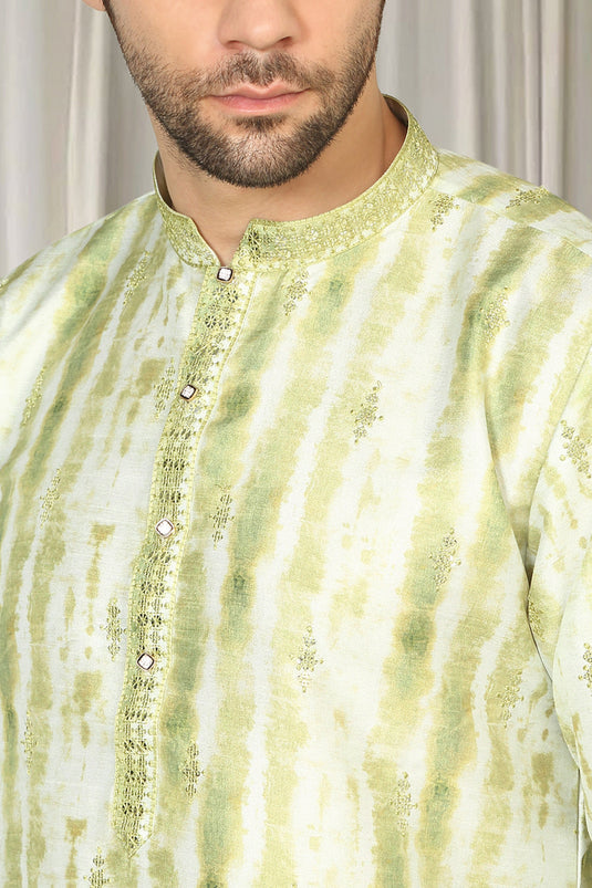 Prajwal Tie Dye  Embroidered Kurta With Back Elastic Pants
