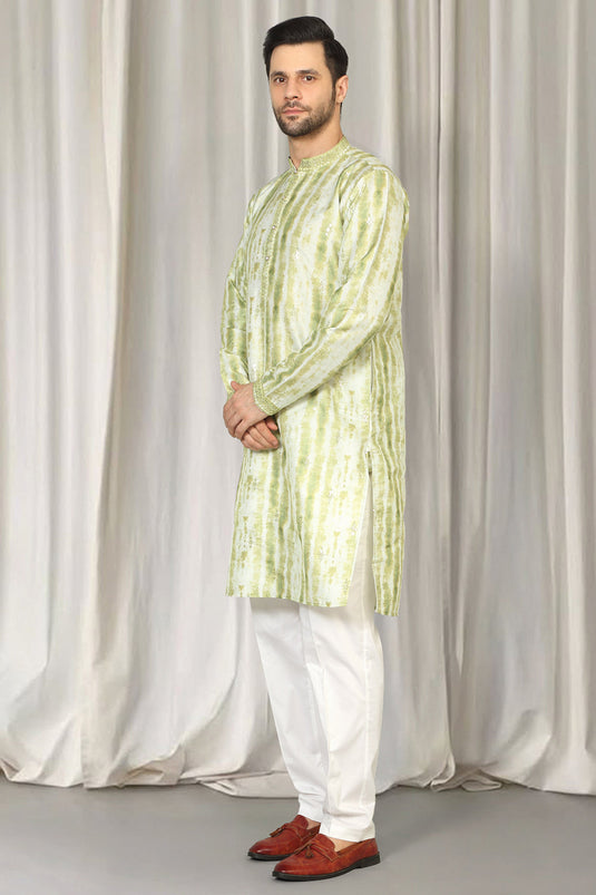 Prajwal Tie Dye  Embroidered Kurta With Back Elastic Pants