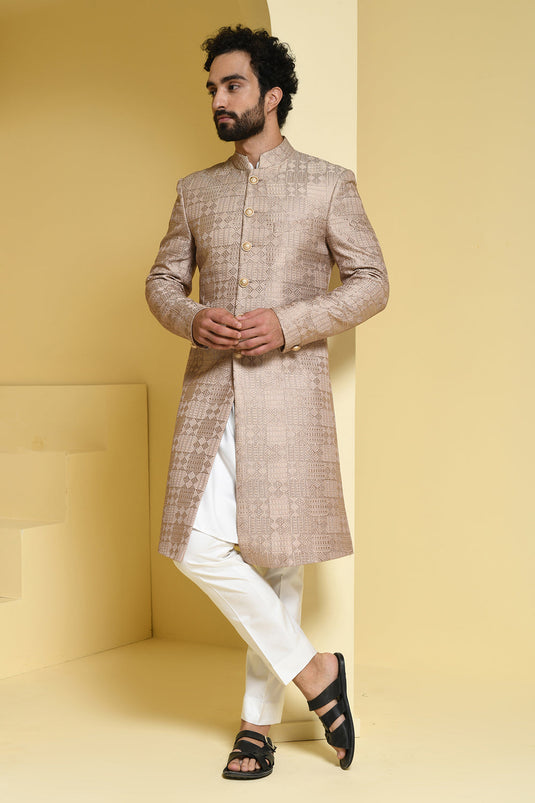 Pure silk self Embroidered Sherwani