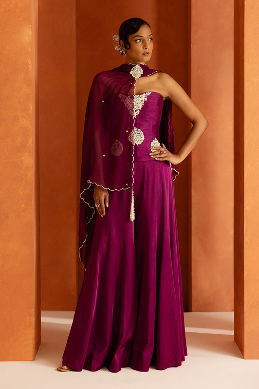Purple Corset  Sharara Set