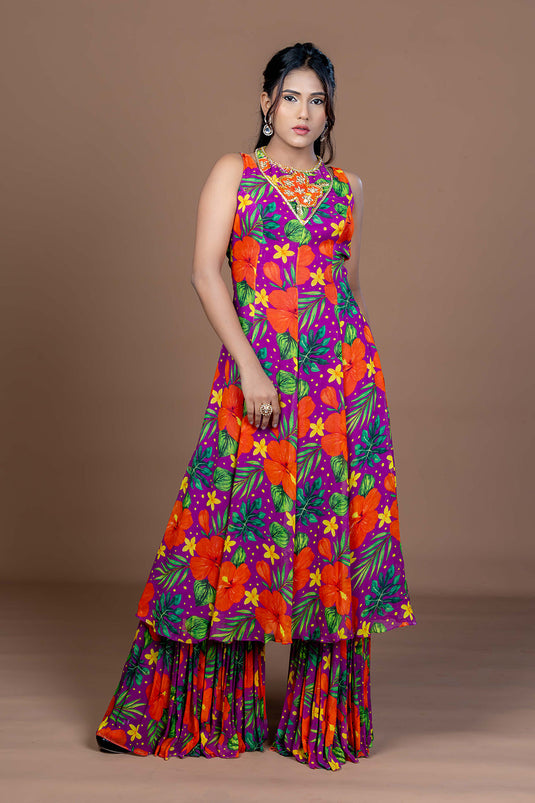 Purple Love Kurta Sharara set