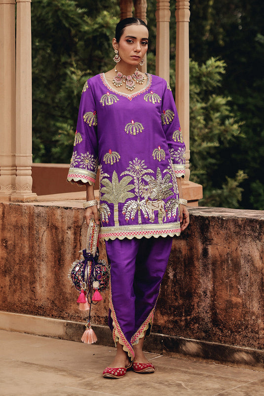 Purple Mehfil Dhoti Set