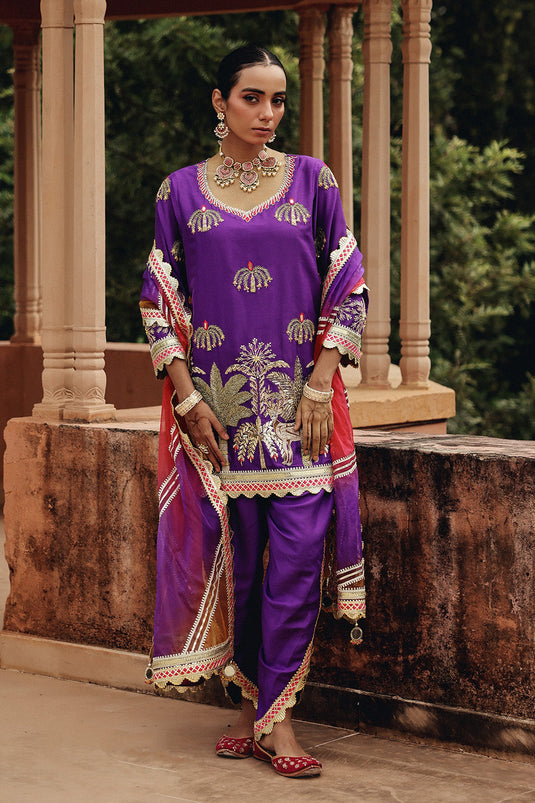 Purple Mehfil Dhoti Set