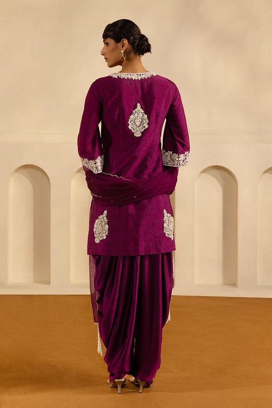 Purple Short Kurta Set