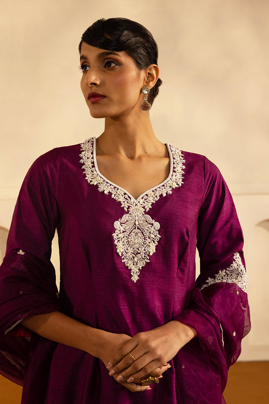 Purple Short Kurta Set