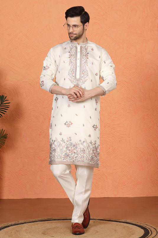 Pushp Samaaroh All Over  Embroidered Kurta with Back Elastic Pants