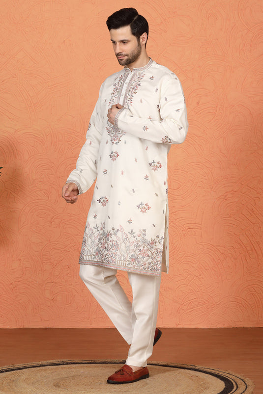 Pushp Samaaroh All Over  Embroidered Kurta with Back Elastic Pants