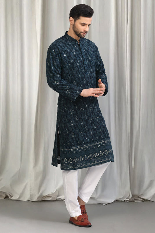 Pushpotsav Embroidered Kurta With Back Elastic Pants