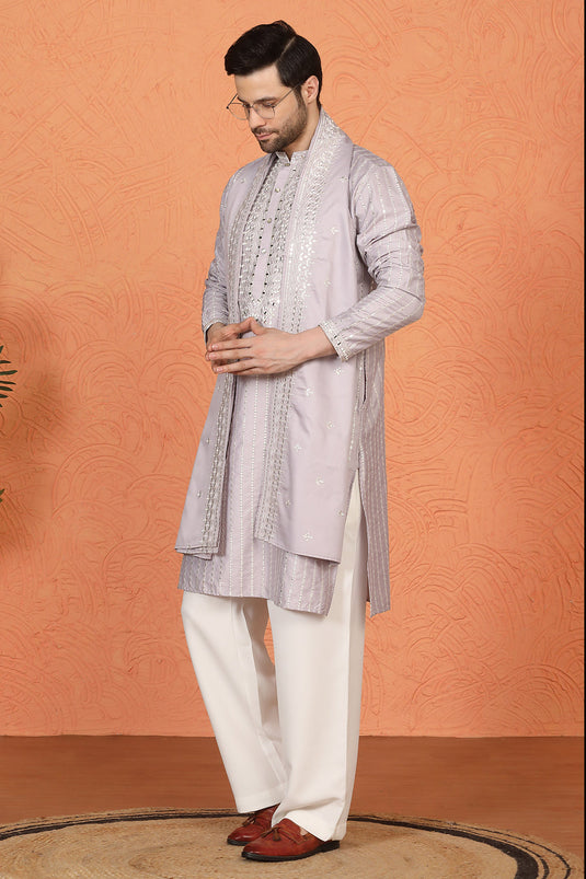 Raas Mirror  Embroidered Kurta with  Loose Fit Parallel  Pants And Dupatta