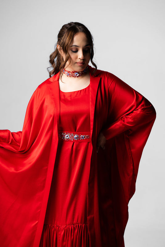 Radiant Red Kaftan Dress