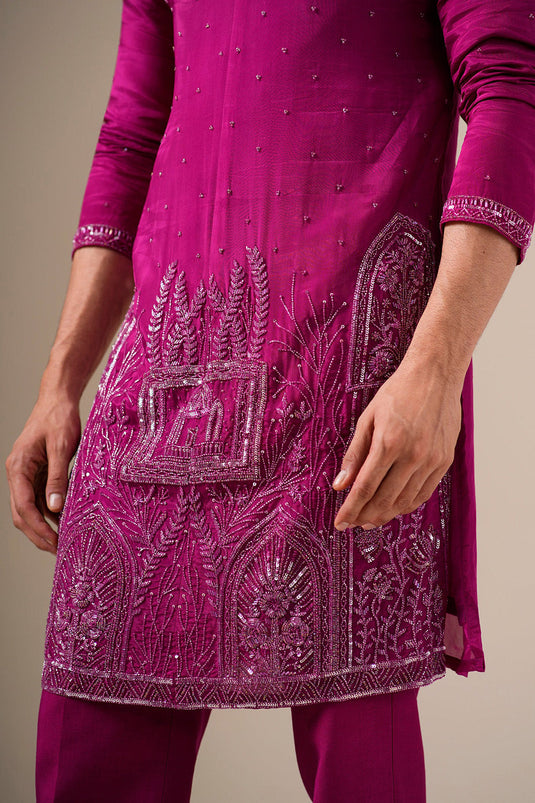 Rani Pink Ornate Kurta Set