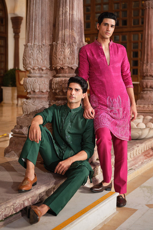 Rani Pink Ornate Kurta Set