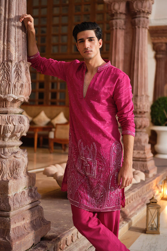 Rani Pink Ornate Kurta Set