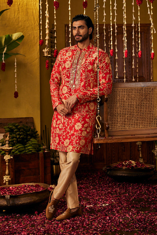 Red Kurta Set