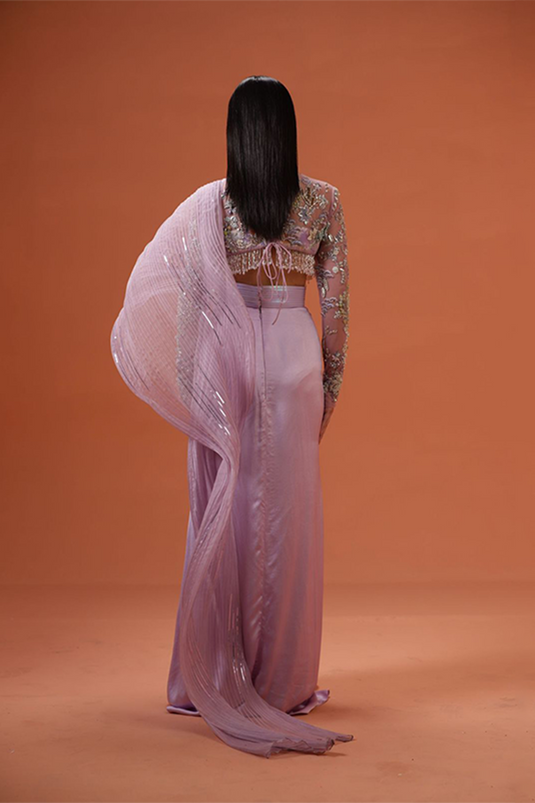 Rekha front knot skirt with drape and blouse