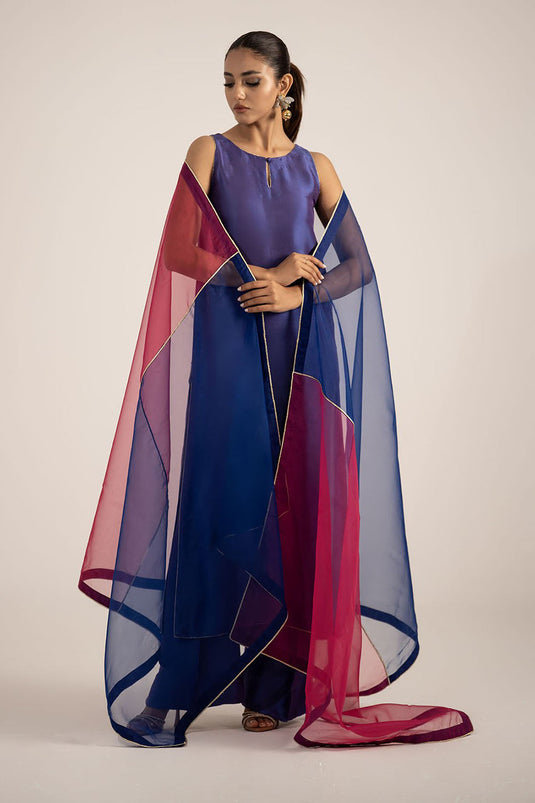 Royal Blue Pure Silk Kurta Set