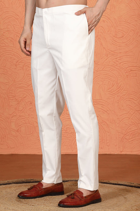 Royal White Kurta with Matching Back Elastic Pants