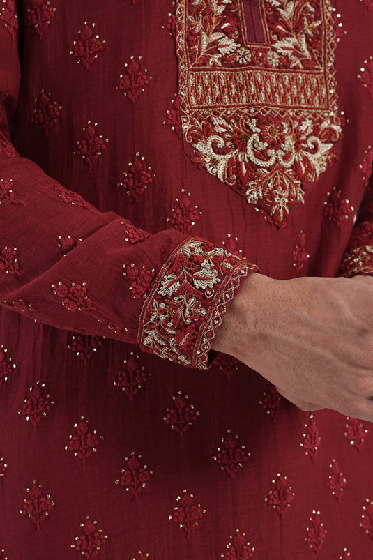 Ruby Zardozi Kurta Set