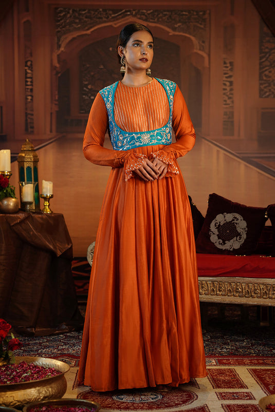 Rust Orange Anarkali