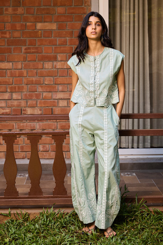 Sage Embroidered Pants