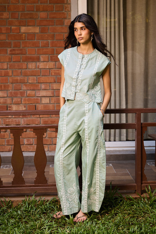 Sage Embroidered Pants