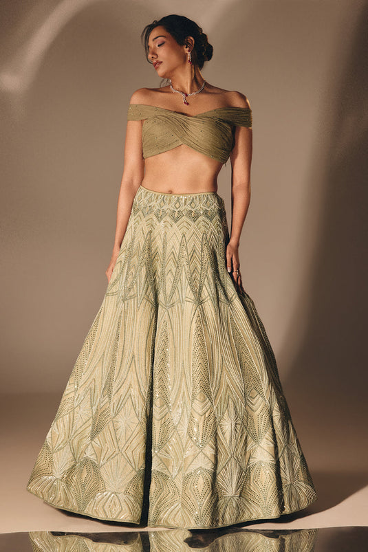 Sage Green Bridal Lehenga Set