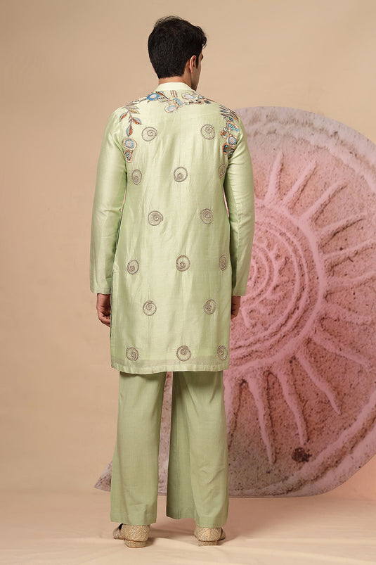 Sage Green Silk Kurta Set