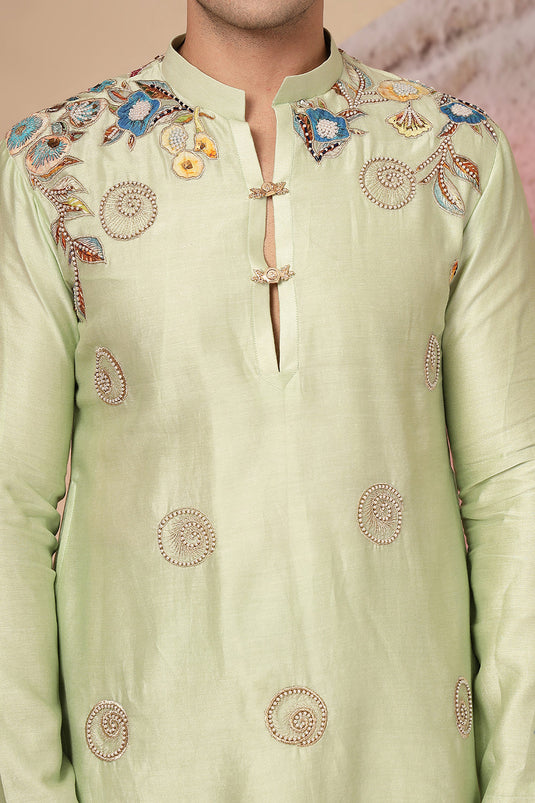 Sage Green Silk Kurta Set