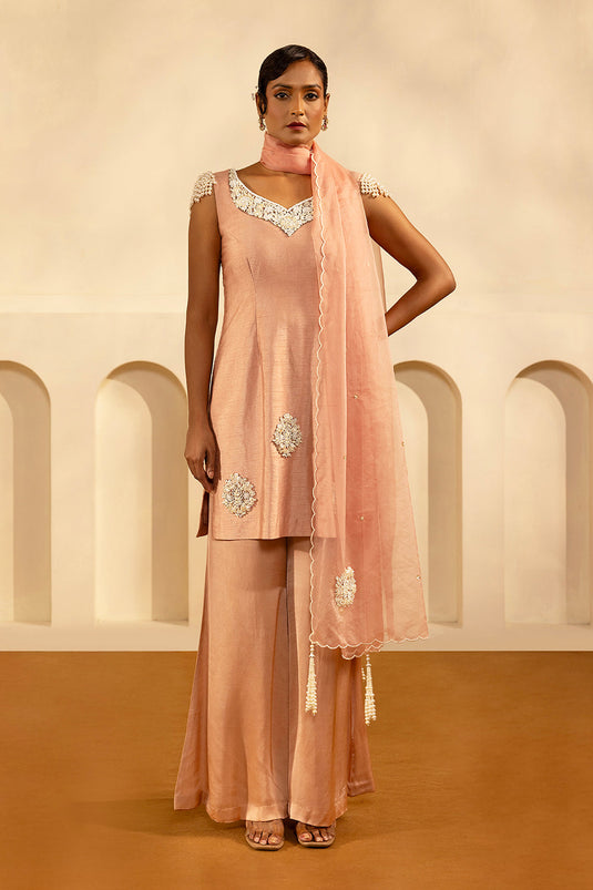 Salmon Short Kurta Set