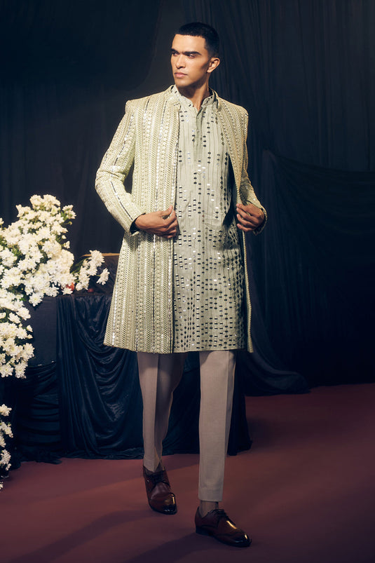 Sea Green Kurta & Jacket Set