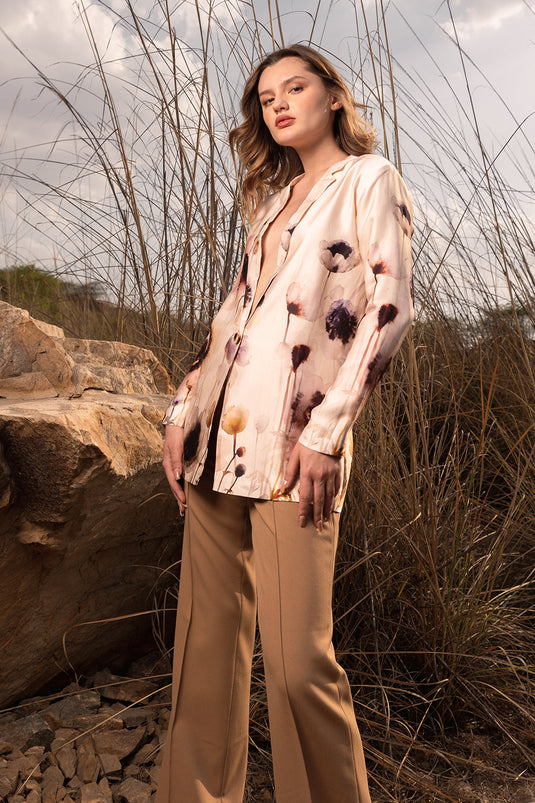 Serene Garden Long Blazer