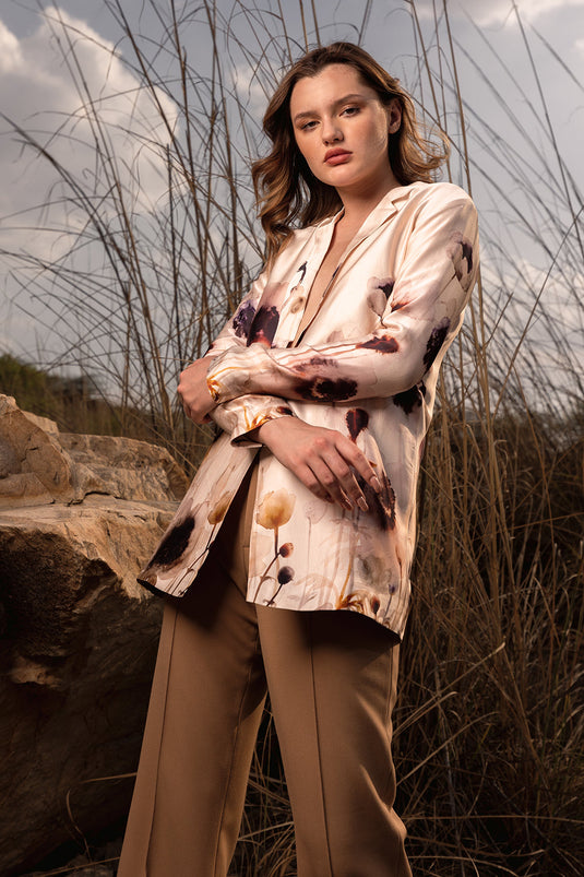 Serene Garden Long Blazer
