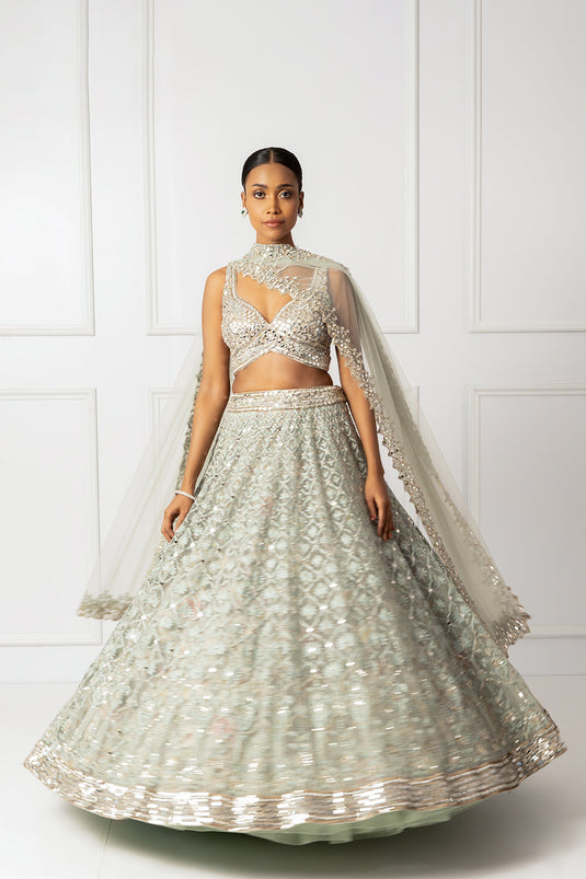 Silt green embroidered lehenga set