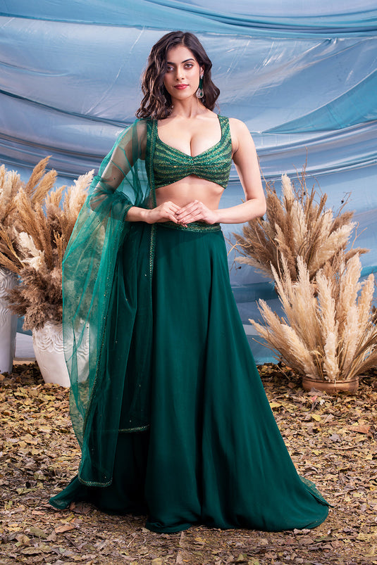 Slytherin Green Georgtte Lehenga